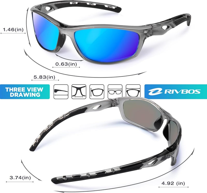 RIVBOS Sunglasses for Men Women Polarized UV Protection Sports Fishing Driving Shades Cycling RB833 - Image 3